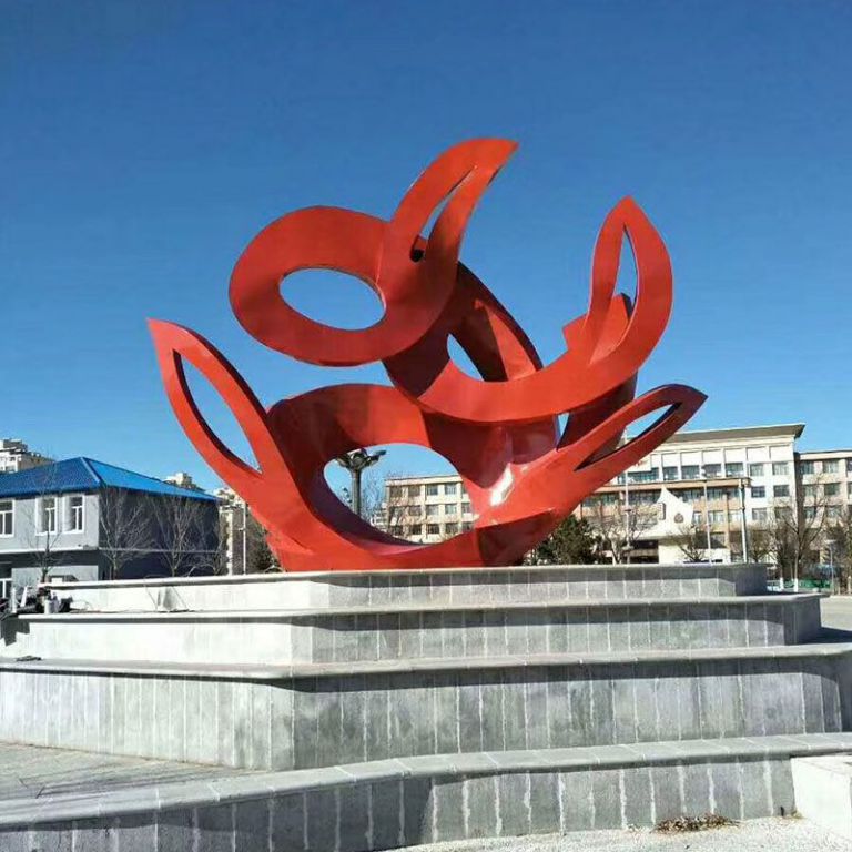 不锈钢雕塑厂家定制 大型园林景观城市广场镜面抽象圆环摆件定做 (1)