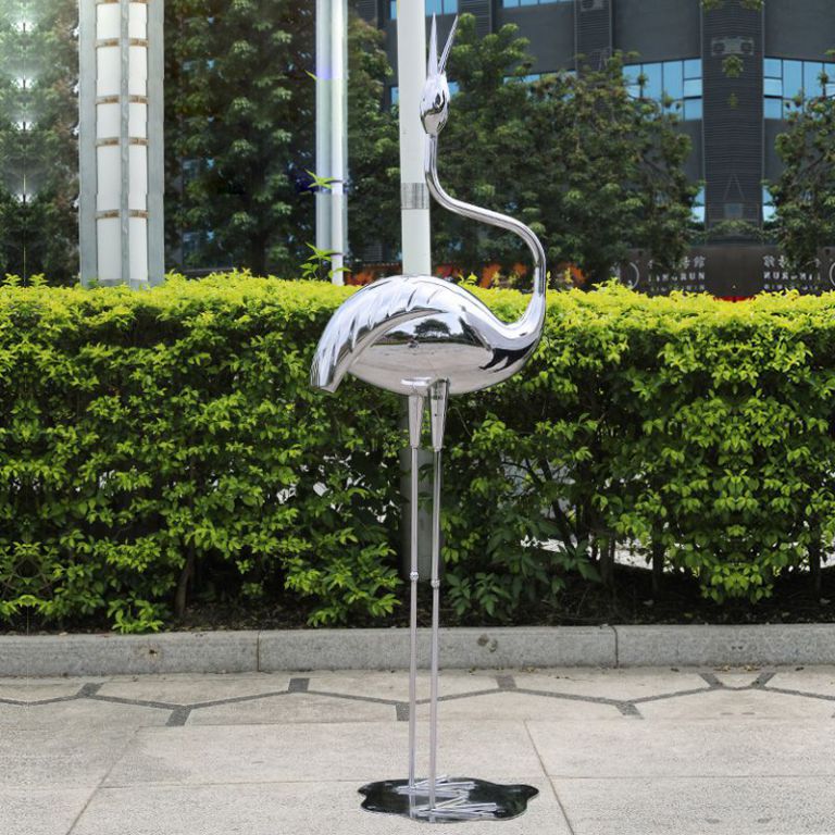 定制 户外金属不锈钢仙鹤丹顶鹤大雁火烈鸟雕塑定制园林商场景观创意 (3)