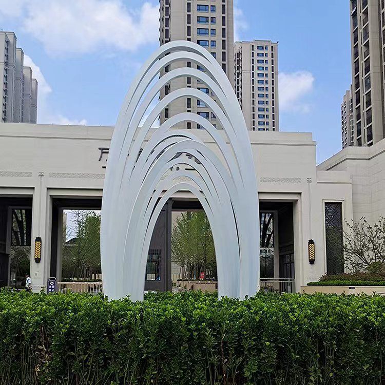 小区建筑大门口大型拱门雕塑 商场不锈钢园林景观 (4)