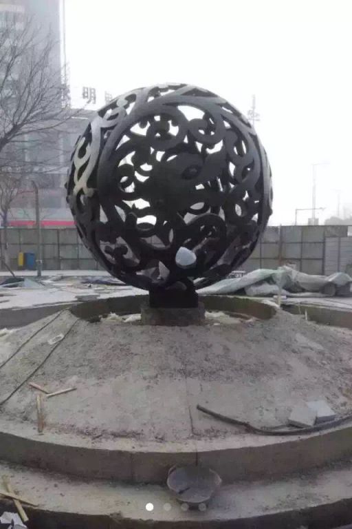园林景观不锈钢镂空球雕塑金属圆球雕塑 (6)