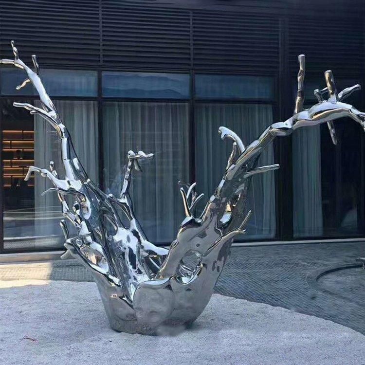 户外巨型不锈钢浪花雕塑艺术房地产园林景观抽象落地摆件 (4)
