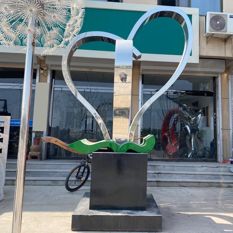大型户外不锈钢雕塑 城市广场不锈钢爱心 园林景观雕塑装饰 爱情主题心形摆件定制 (3)