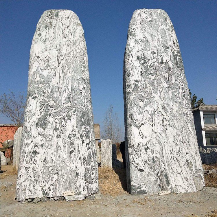 大型花岗岩刻字景观石 园林晚霞红泰山石 庭院假山风景石 (9)