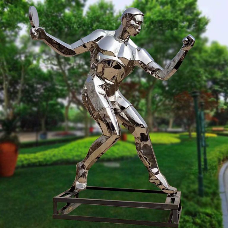 户外广场运动场不锈钢打乒乓球抽象打篮球镂空人物雕塑装饰摆件 (4)