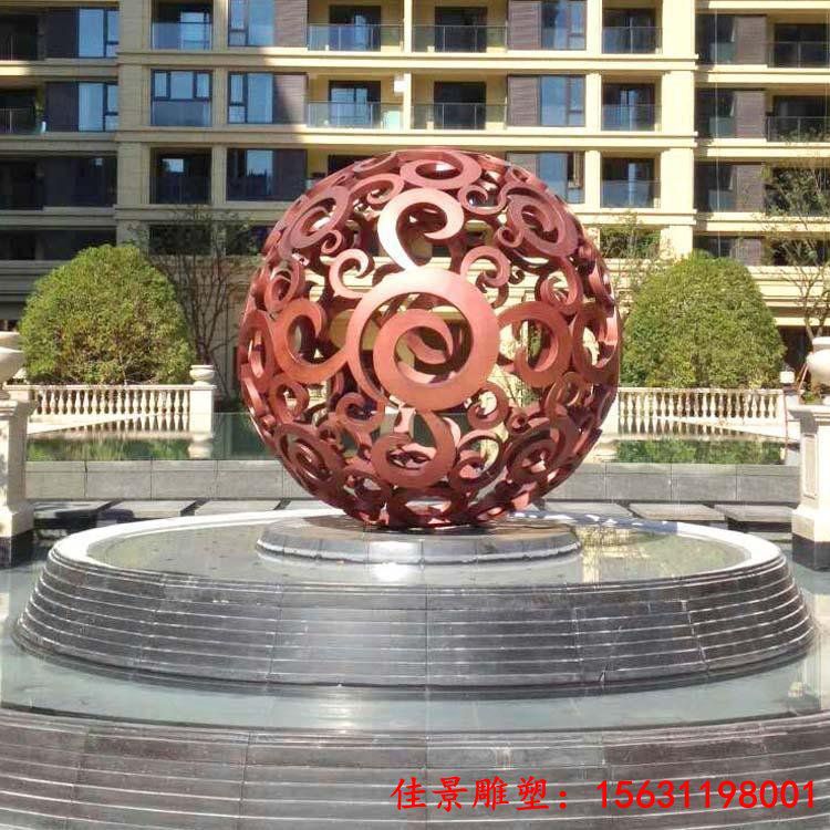不锈钢古铜色镂空球雕塑