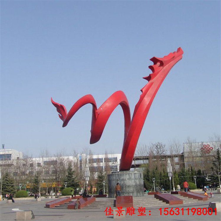 彩色不锈钢抽象龙雕塑