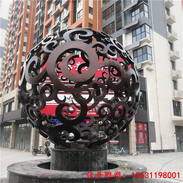 景观不锈钢镂空球雕塑