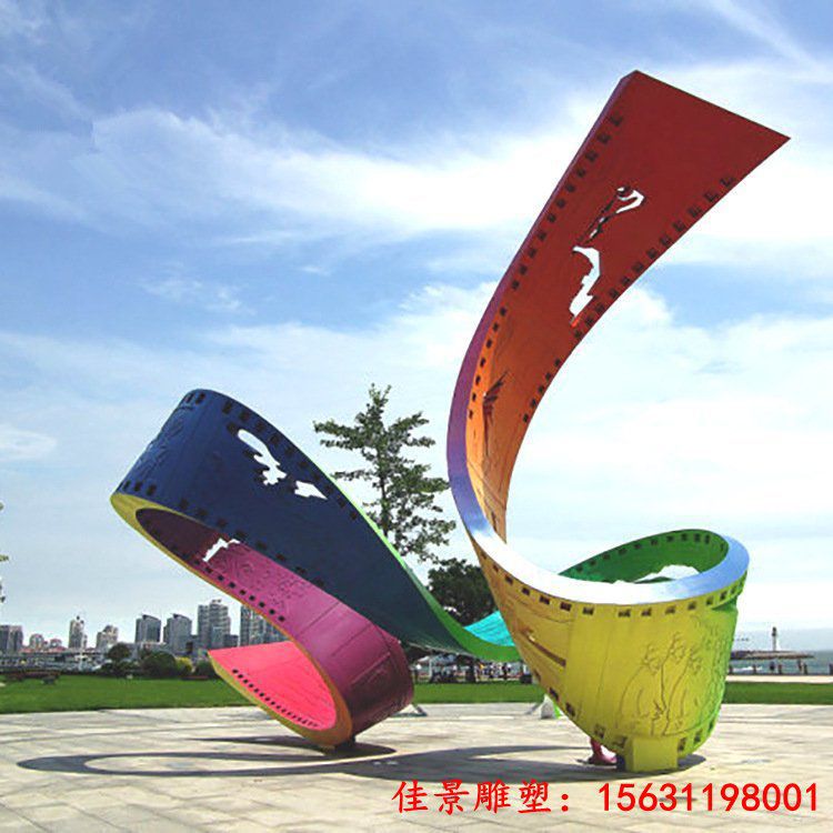 公园景观不锈钢五彩胶卷雕塑