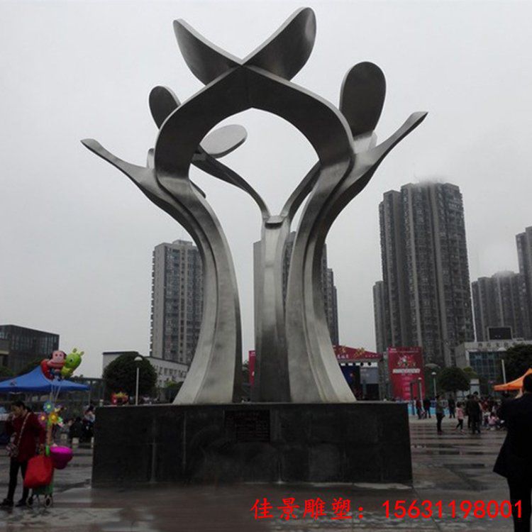 城市大型不锈钢抽象标志雕塑