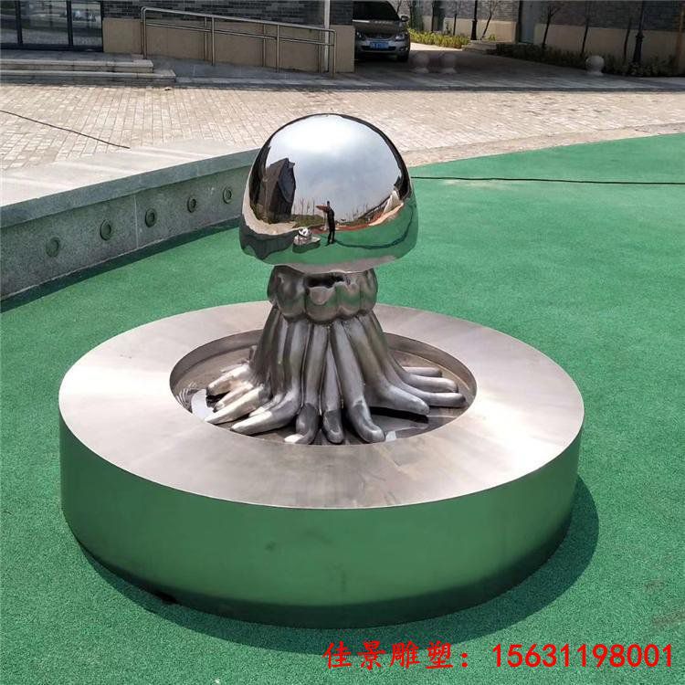 金属镜面不锈钢章鱼雕塑