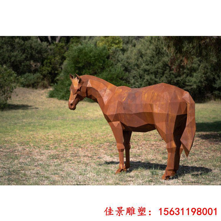 不锈钢几何抽象马玻璃钢动物雕塑