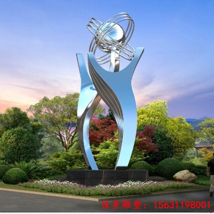 大型不锈钢企业标志雕塑