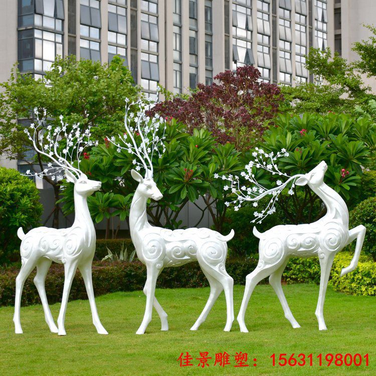 公园不锈钢梅花鹿雕塑