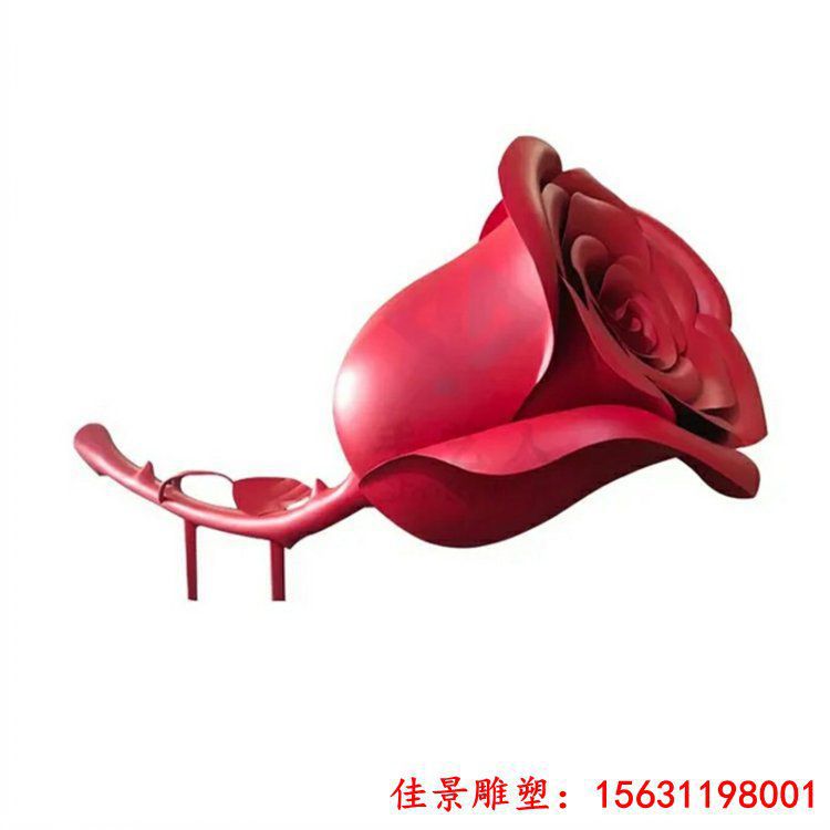 彩色不锈钢玫瑰花雕塑