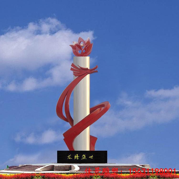 企业标志不锈钢龙腾盛世雕塑