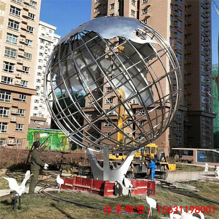 不锈钢地球仪大型企业雕塑