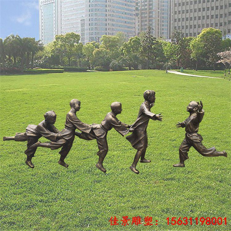 老鹰抓小鸡儿童游戏铜雕