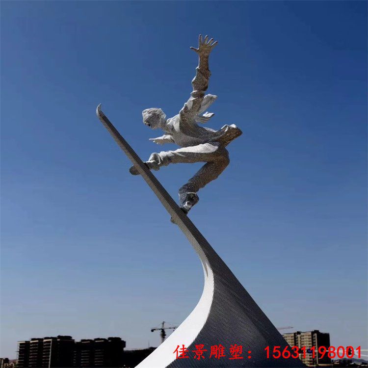 不锈钢拼搏冲浪雕塑