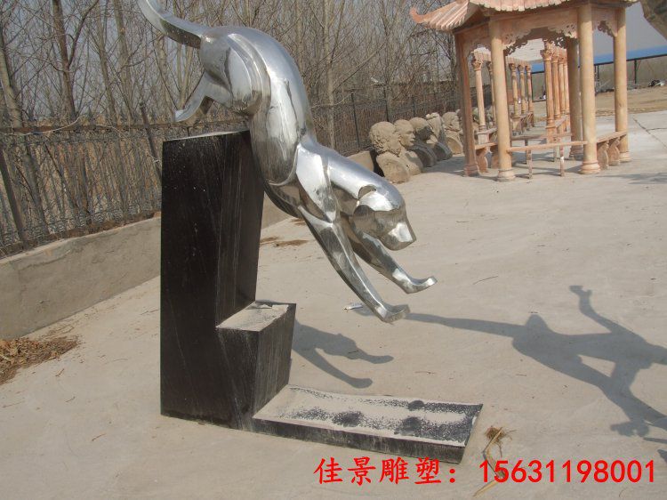 公园动物不锈钢豹雕塑