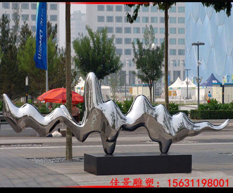 广场景观不锈钢抽象波浪雕塑