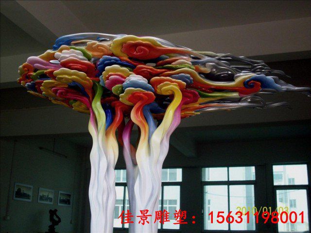 不锈钢彩色祥云雕塑