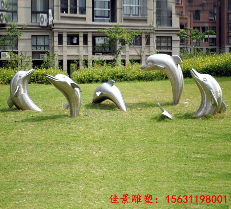 镜面不锈钢海豚雕塑