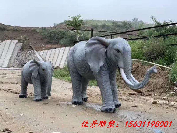 园林动物玻璃钢仿真大象雕塑