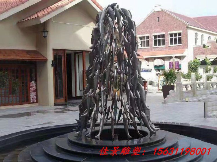 不锈钢鱼群雕塑
