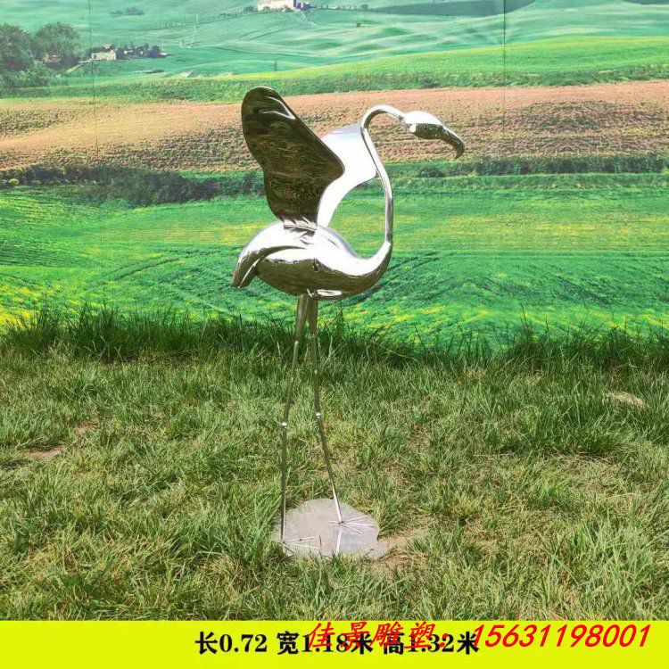 不锈钢镜面火烈鸟雕塑