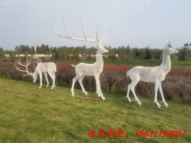 镂空动物不锈钢鹿雕塑