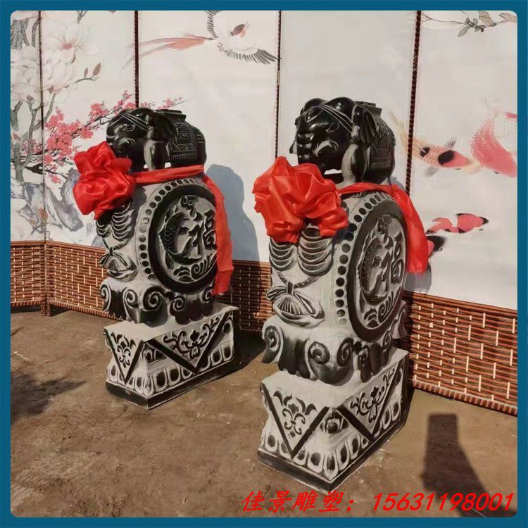 青石仿古小象门墩抱鼓石