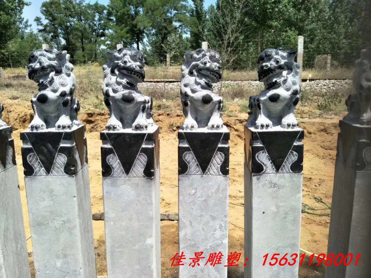 青石仿古四大神兽拴马桩石雕拴马柱