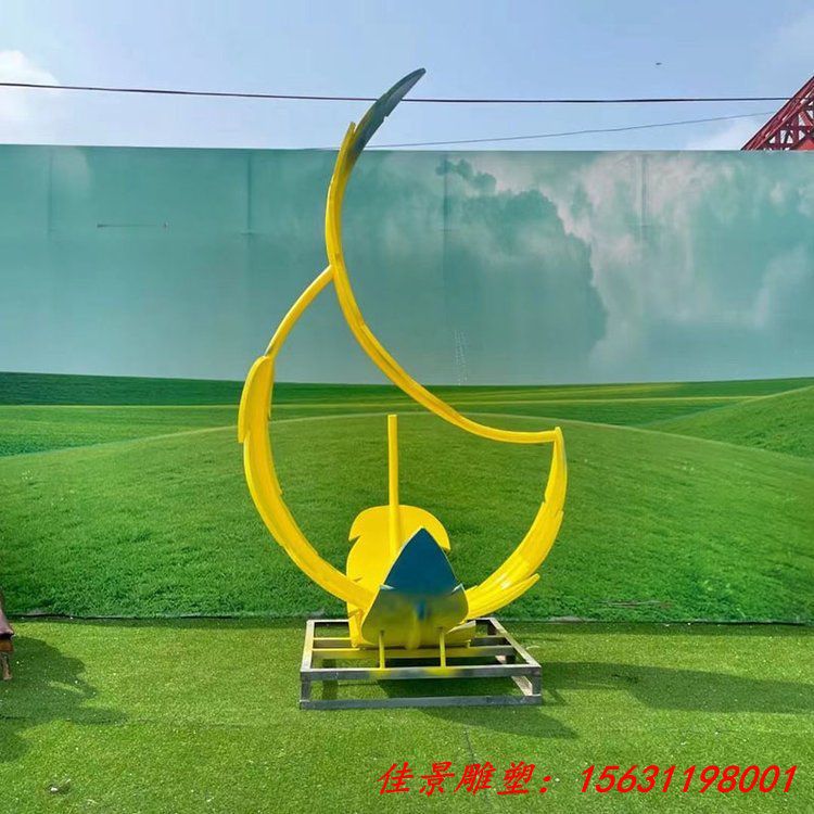不锈钢彩色羽毛雕塑