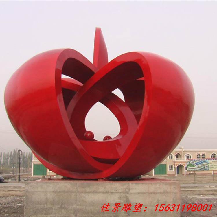 不锈钢广场抽象大型苹果雕塑
