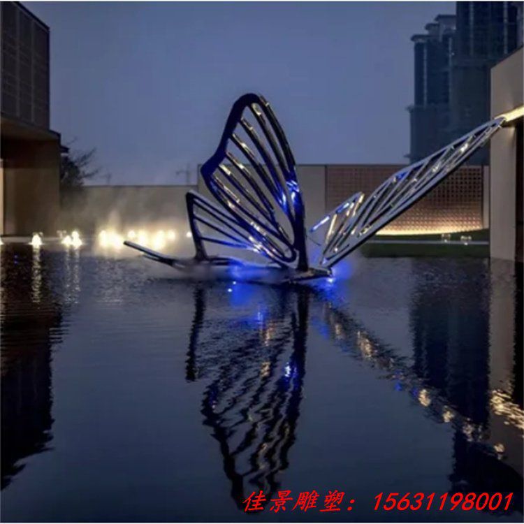 景观镂空发光不锈钢蝴蝶雕塑