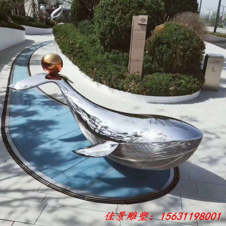 镜面不锈钢海豚雕塑