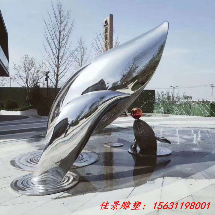 不锈钢海豚雕塑公园动物