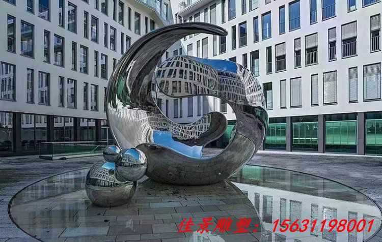 镜面不锈钢抽象浪花雕塑