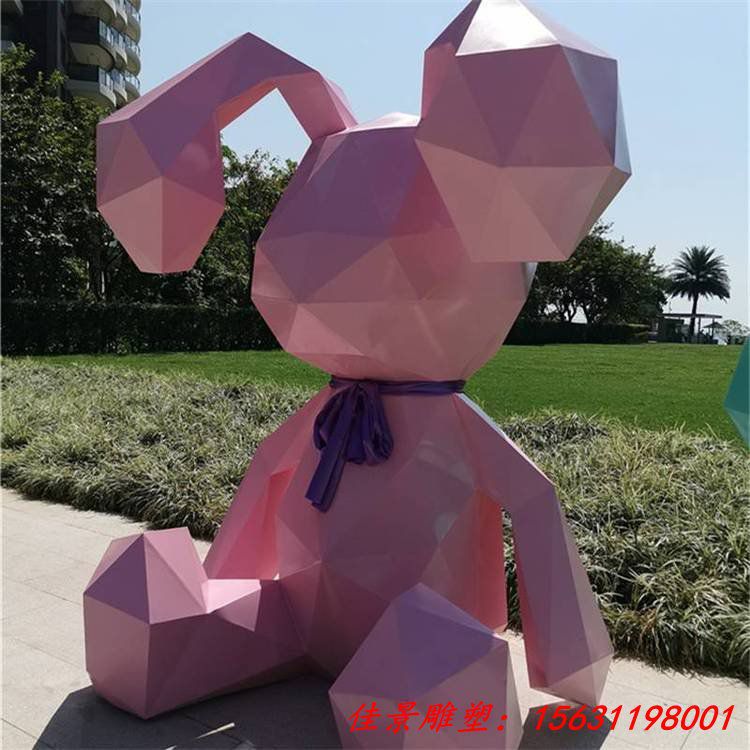 不锈钢彩色几何兔子雕塑
