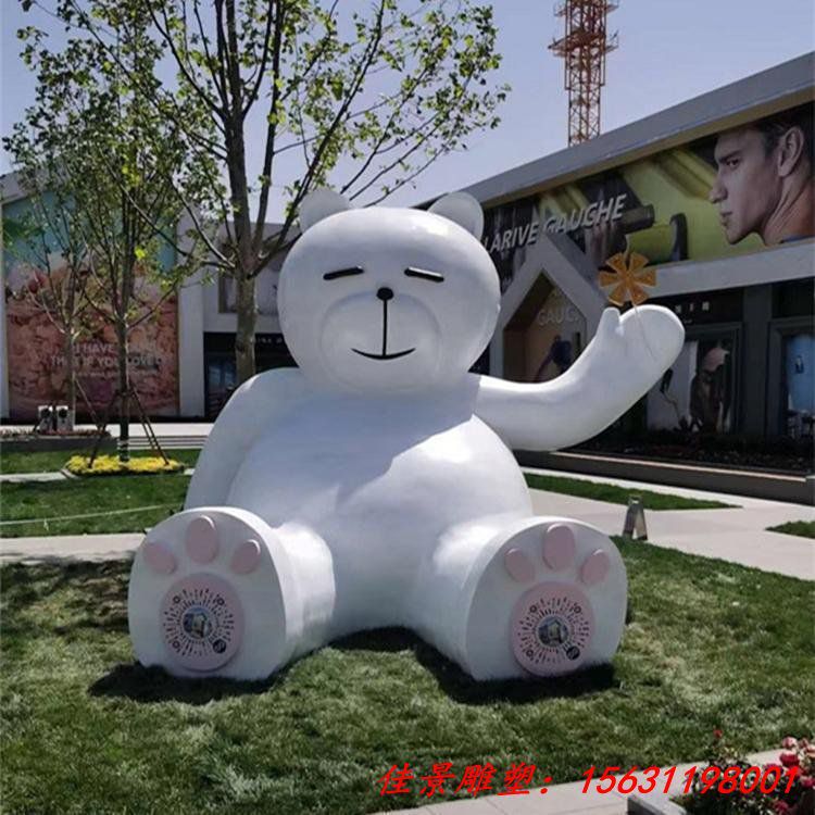 不锈钢几何卡通熊雕塑