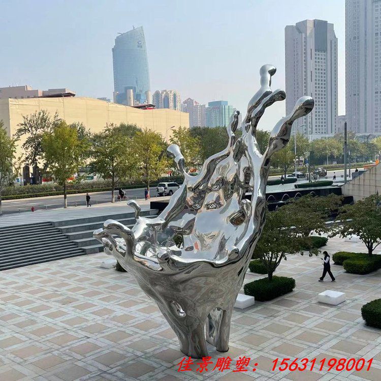 不锈钢抽象水花浪花雕塑