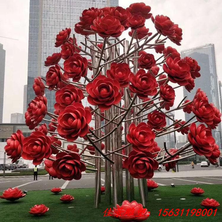 不锈钢玫瑰花雕塑