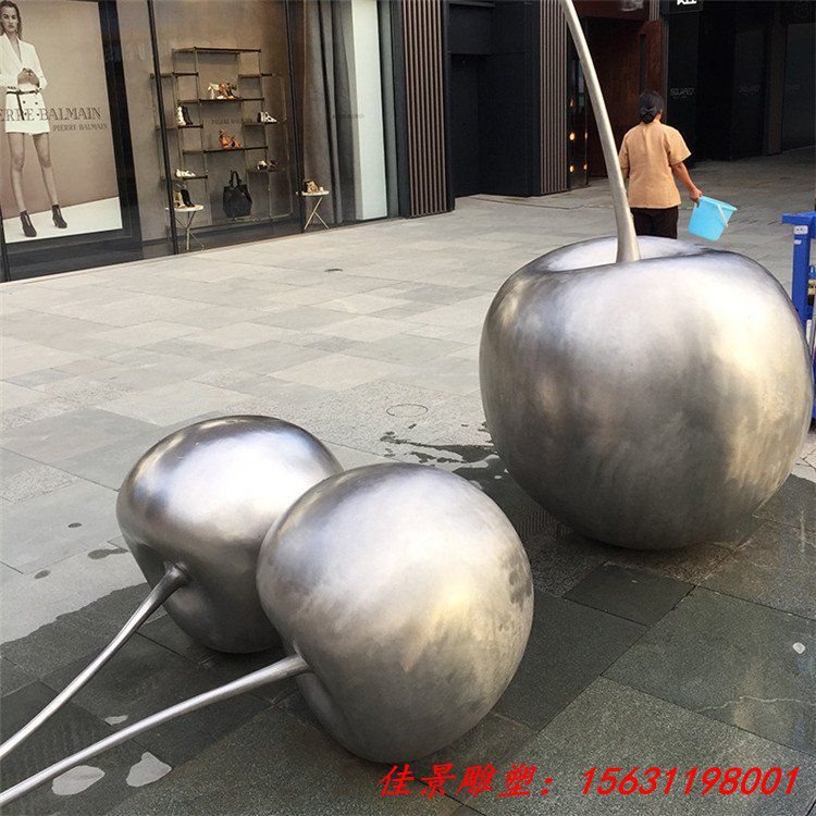 不锈钢水果樱桃雕塑