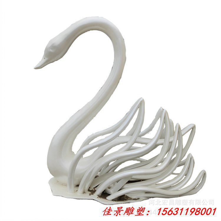 不锈钢抽象天鹅公园动物雕塑