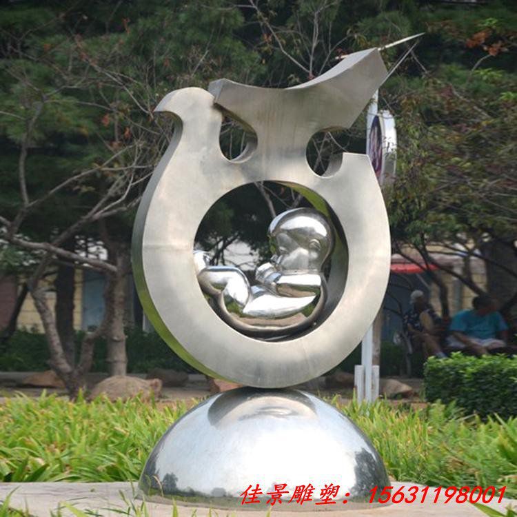 不锈钢镜面抽象鸽子雕塑