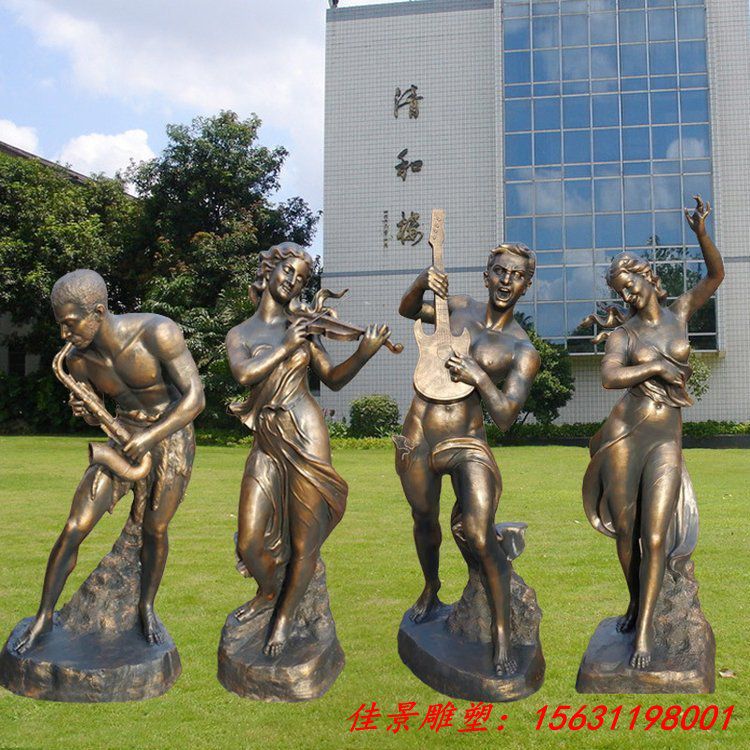 公园景观演奏音乐人物铜雕