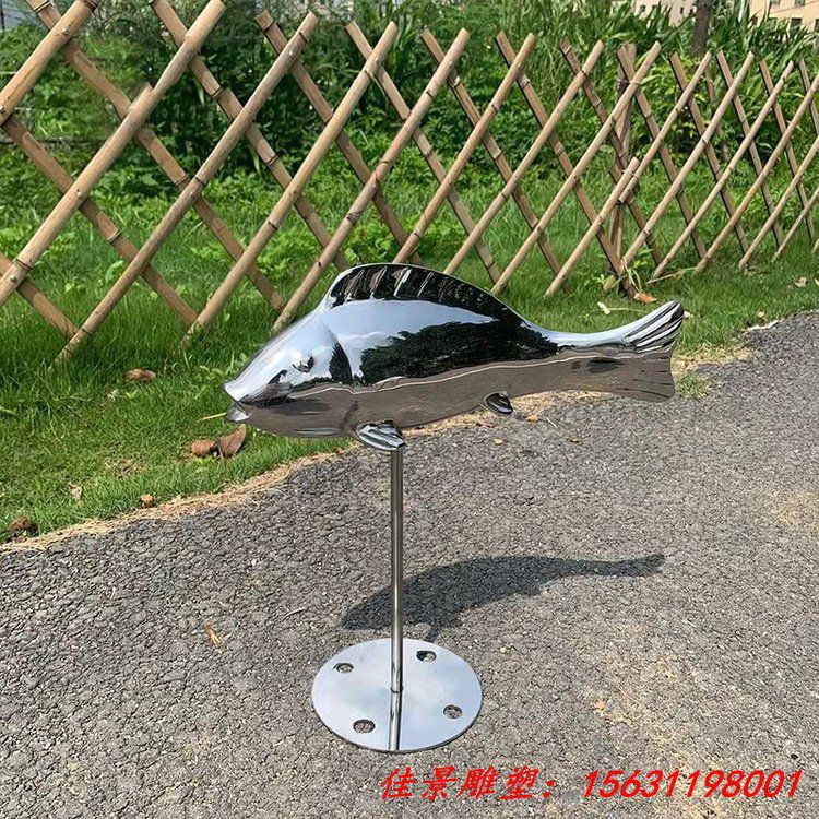 镜面不锈钢抽象鱼雕塑