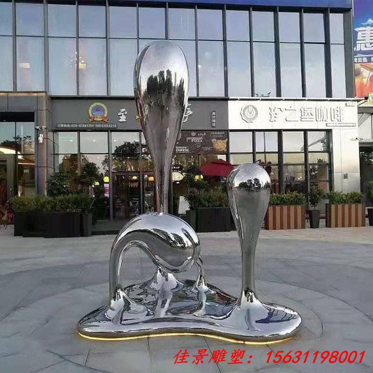 大型镜面不锈钢水滴雕塑