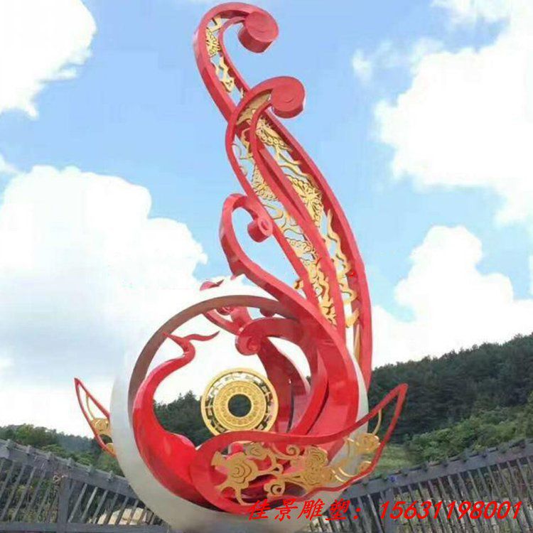 广场不锈钢抽象凤凰雕塑