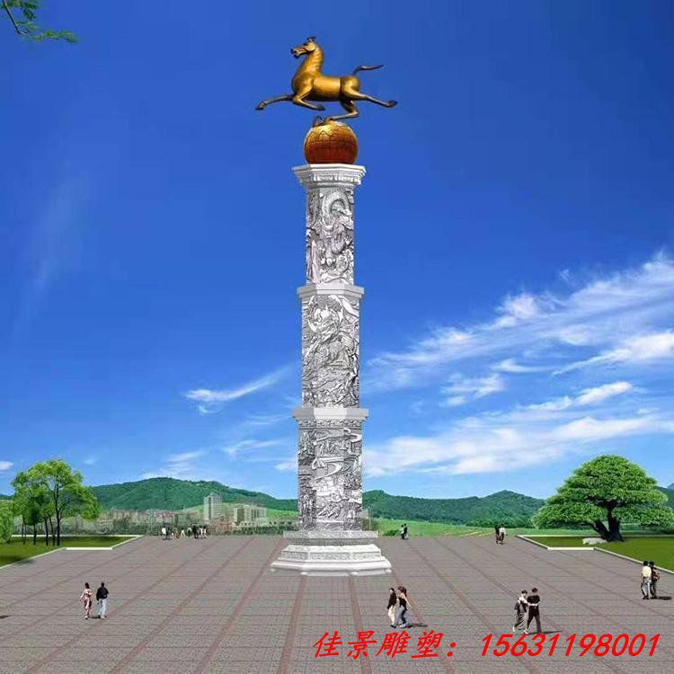 广场建筑石雕龙柱